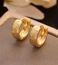 Load image into Gallery viewer, 153. Vintage inspired textured gold hoops