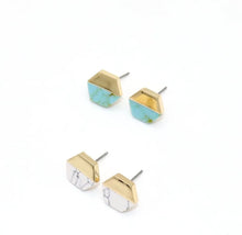 Load image into Gallery viewer, 140. Simple geometric turquoise stud earrings