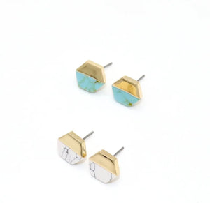 140. Simple geometric turquoise stud earrings