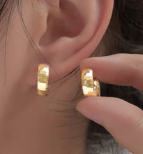 Load image into Gallery viewer, 153. Vintage inspired textured gold hoops