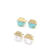 Load image into Gallery viewer, 140. Simple geometric turquoise stud earrings