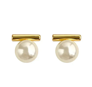 108. Simple Pearl contemporary stud earrings