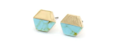 140. Simple geometric turquoise stud earrings