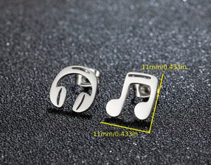 216. Music is life Stainless steel stud earrings