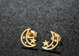 218. Moon & stars stud earrings