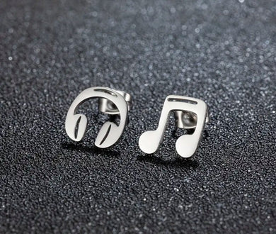 216. Music is life Stainless steel stud earrings