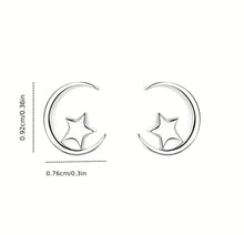 Load image into Gallery viewer, 190 silver moon star combo stud earrings