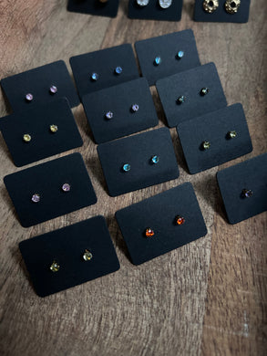 Tiny coloured stone stud earrings