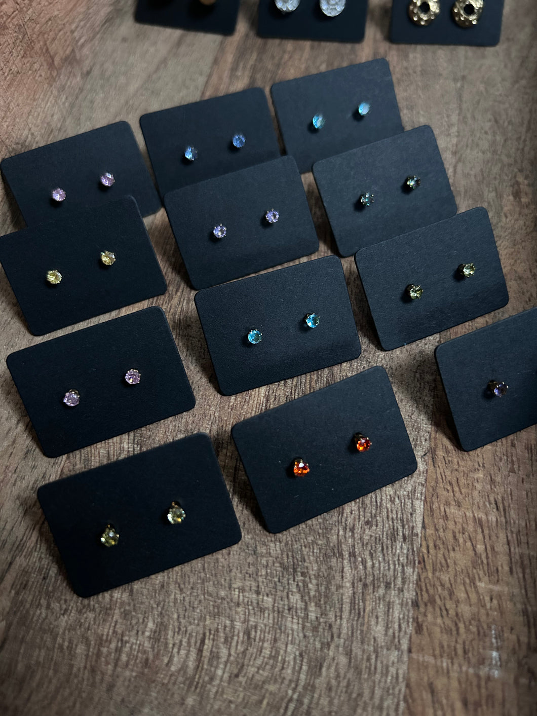 Tiny coloured stone stud earrings